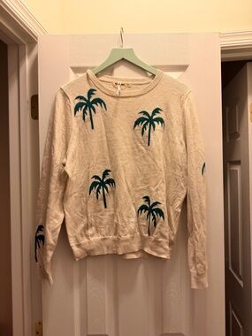 Marine Layer Cream Knit Pullover palm tree womens